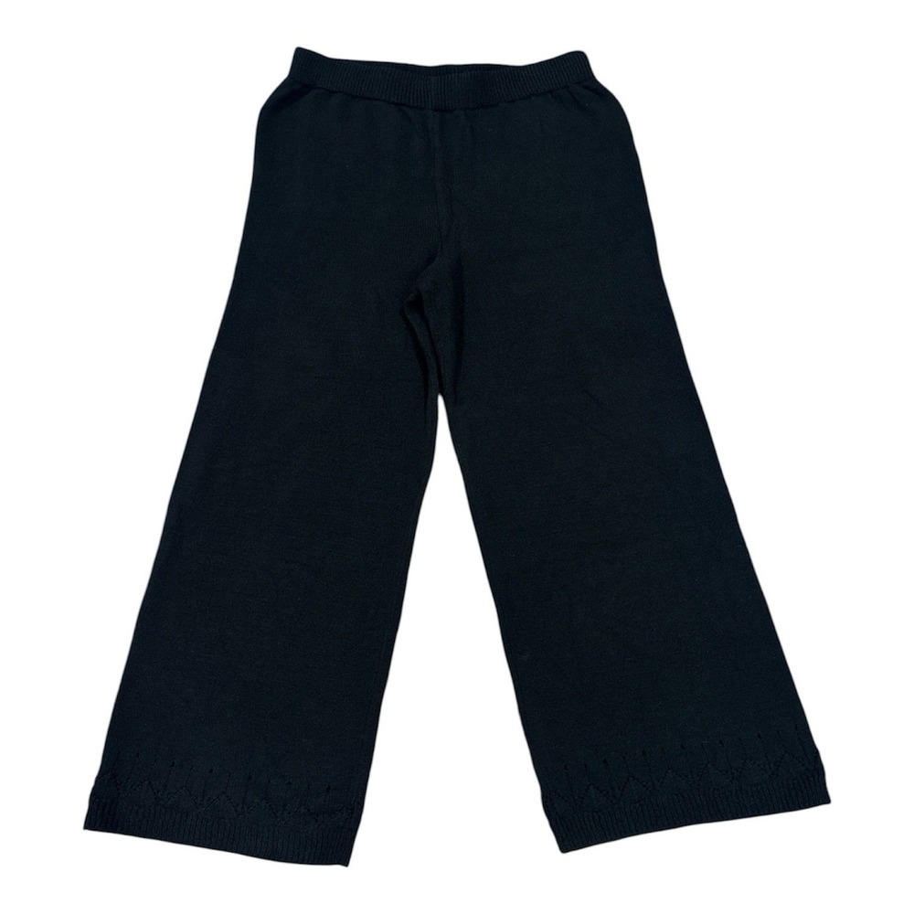 Forever 21 Black Pointelle Knit Wide-Leg Sweater Pants Pockets Sz 1X